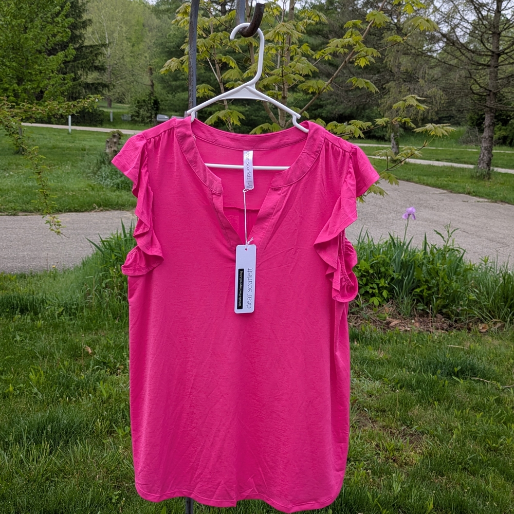Pink Ruffled Women's Top